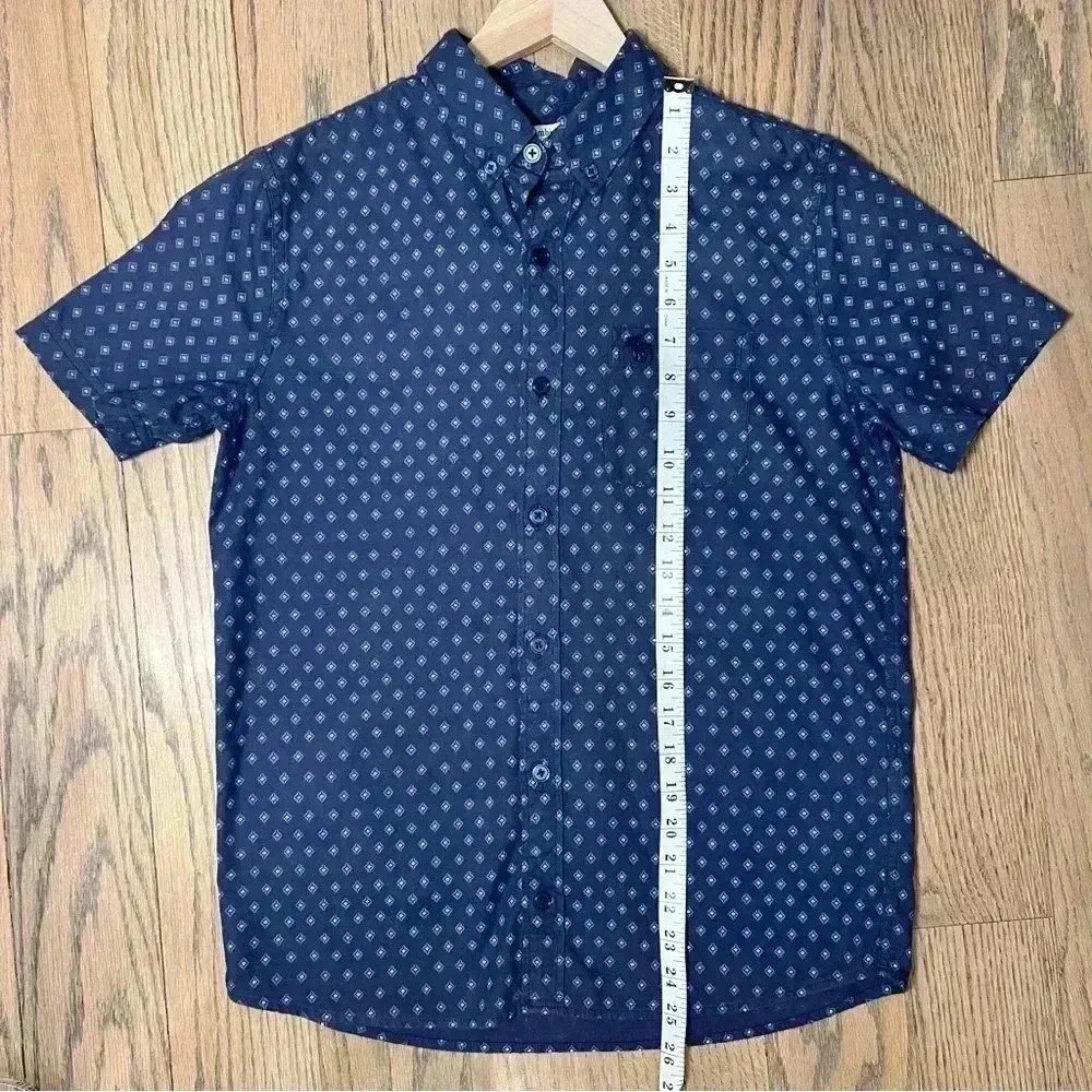 Abercrombie Kids Boys Navy Blue Button Up Short Sleeve Shirt Size 13-14